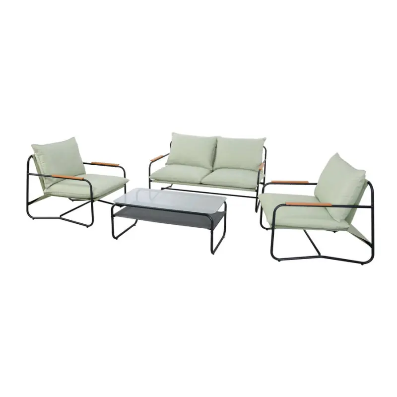 Dernier Modèle Salon XERES 4PCS avec Coussins Graphite pour Décoration de Jardin et Maison