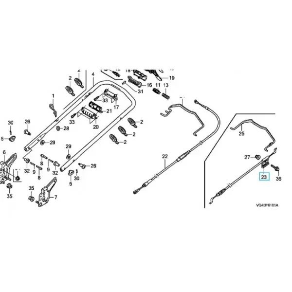 Certifié Cable frein de lame 54530VL0S01 tondeuse HONDA