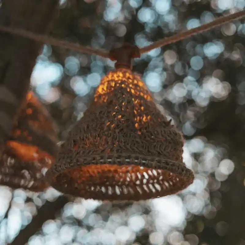 Petit Prix Guirlande lumineuse en jute maro avec 10 lampes solaires et batterie intégrée