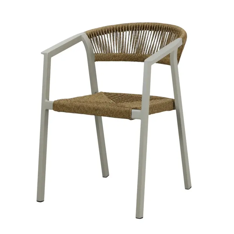 Fauteuil de Jardin Gabriel en Aluminium et Rope – Crème Naturel pour Décoration Élégante Promotion Saisonnière