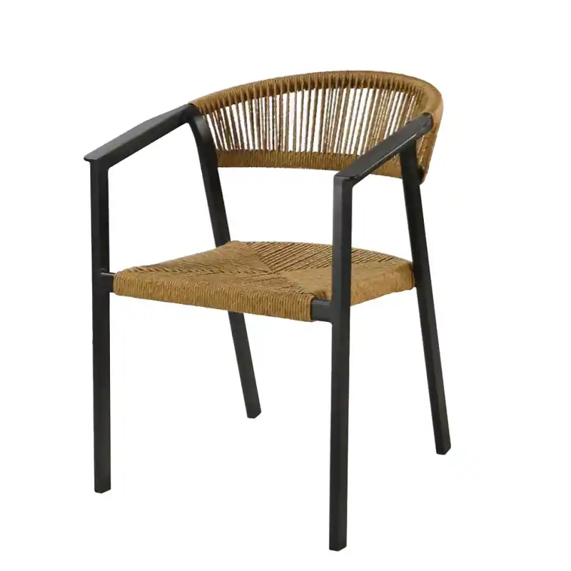 Fauteuil de Jardin GABRIEL en Aluminium et Rope - Graphite et Naturel pour Décoration Extérieure Expédié Aujourd'hui