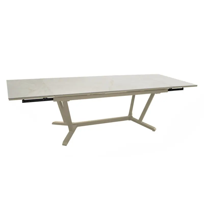 Table de Jardin VITA Extensible en Aluminium KEDRA Crème et Pralin – Élégance et Confort Acheter Direct
