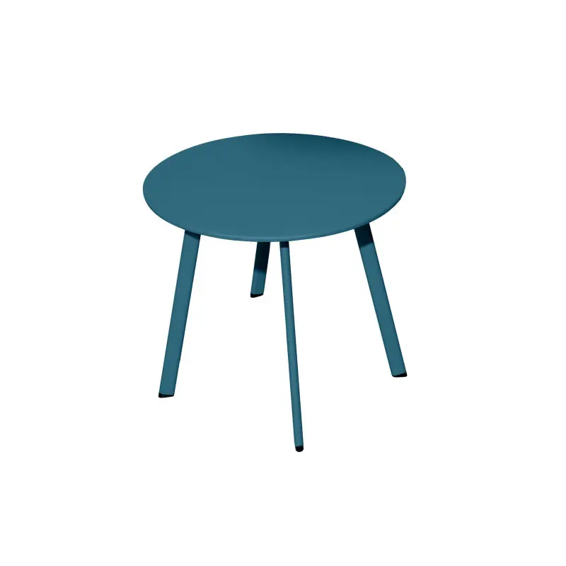 Table basse en acier époxy bleu ø60 – meuble de jardin Satisfait Ou Remboursé