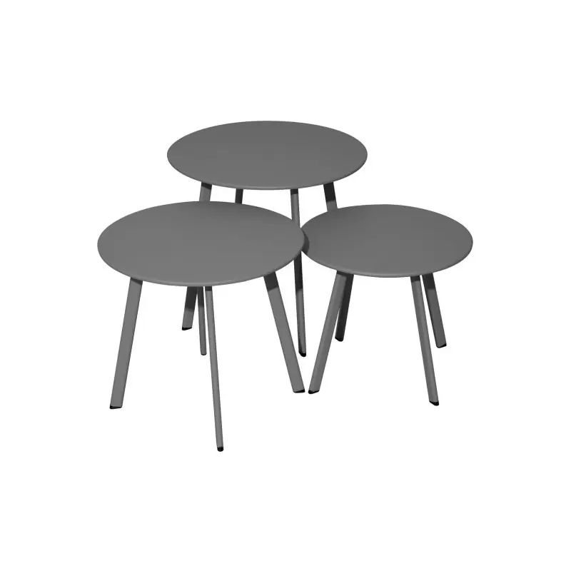Table Basse Massai Lot de 3 en Acier Graphite pour Jardin et Terrasse Prix Bas