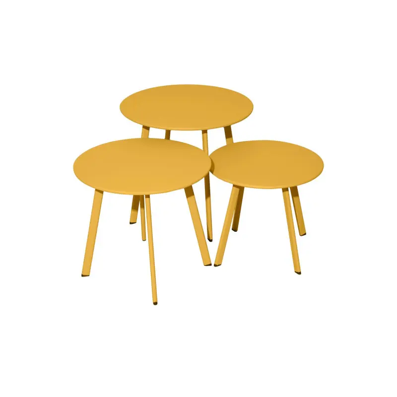 Petit Prix Table De Jardin Massai Lot De 3 Tables Basses En Acier Miel Design Élégant