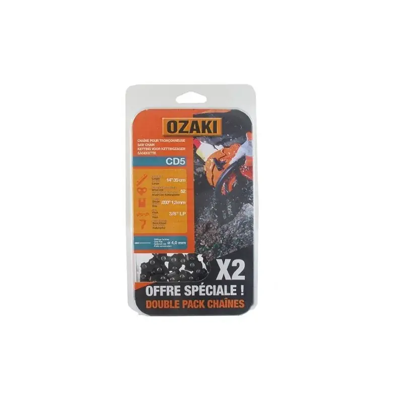 Commande En Gros Lot de deux chaînes de tronçonneuse semi carrée 3/8&Prime;LP 050 (1,3mm) 52 entraîneurs