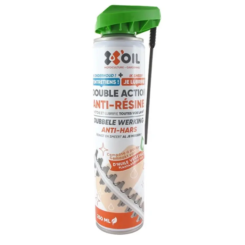 Aérosol anti-résine et lubrifiant 2 en 1 X‘Oil pour taille-haies Commander Vite