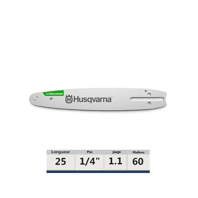 Guide chaîne 25 cm tronçonneuse Husqvarna 1/4&Prime; 1.1 X-Précision Retour Gratuit
