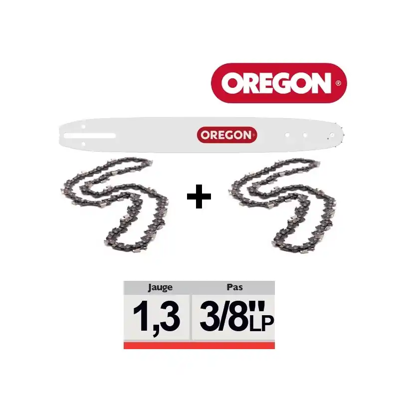 Pack 1 guide + 2 chaînes tronçonneuse Oregon 3/8LP 050 SXEA041 Satisfait Ou Remboursé