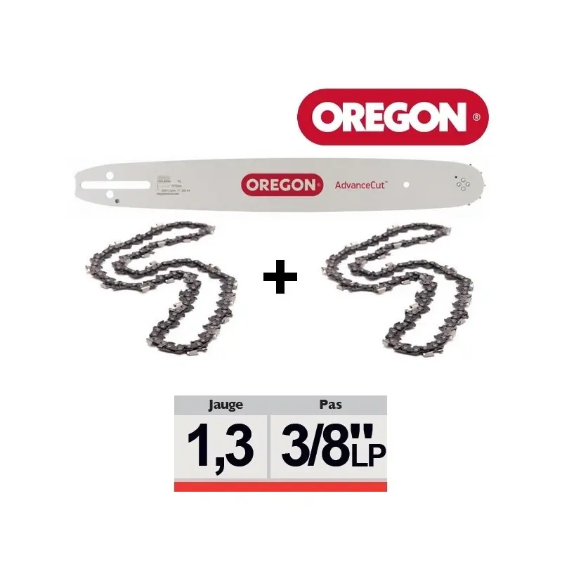 Pack 1 guide + 2 chaînes tronçonneuse Oregon 3/8LP 050 SXEA074 Marque