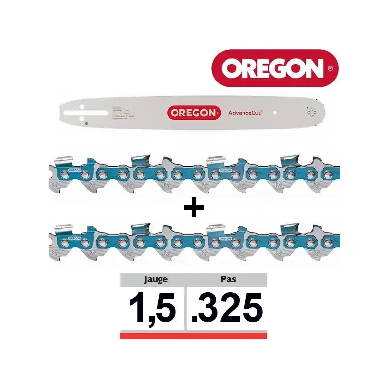 Pack guide chaine 33cm + 2 chaines tronçonneuse Oregon PXBD025 Prix Bas