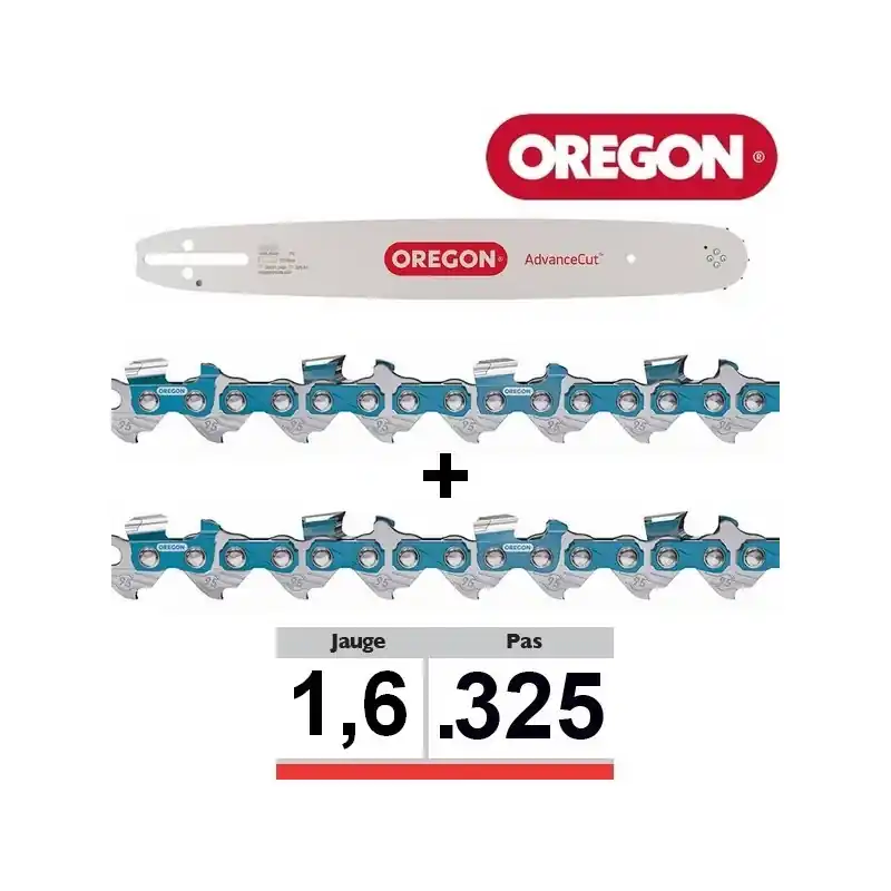 Achetez Aujourd&rsquo;hui Pack guide + 2 chaines tronçonneuse Oregon 325 063 163PXBA074