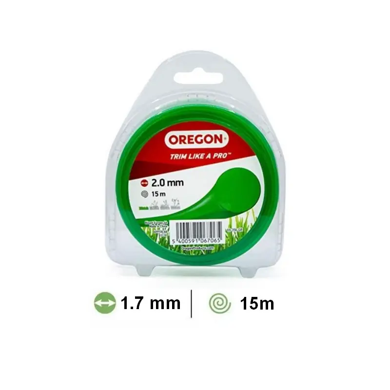 Fil rond vert débroussailleuse Oregon 2 mm X 15m Seulement Aujourd&rsquo;hui