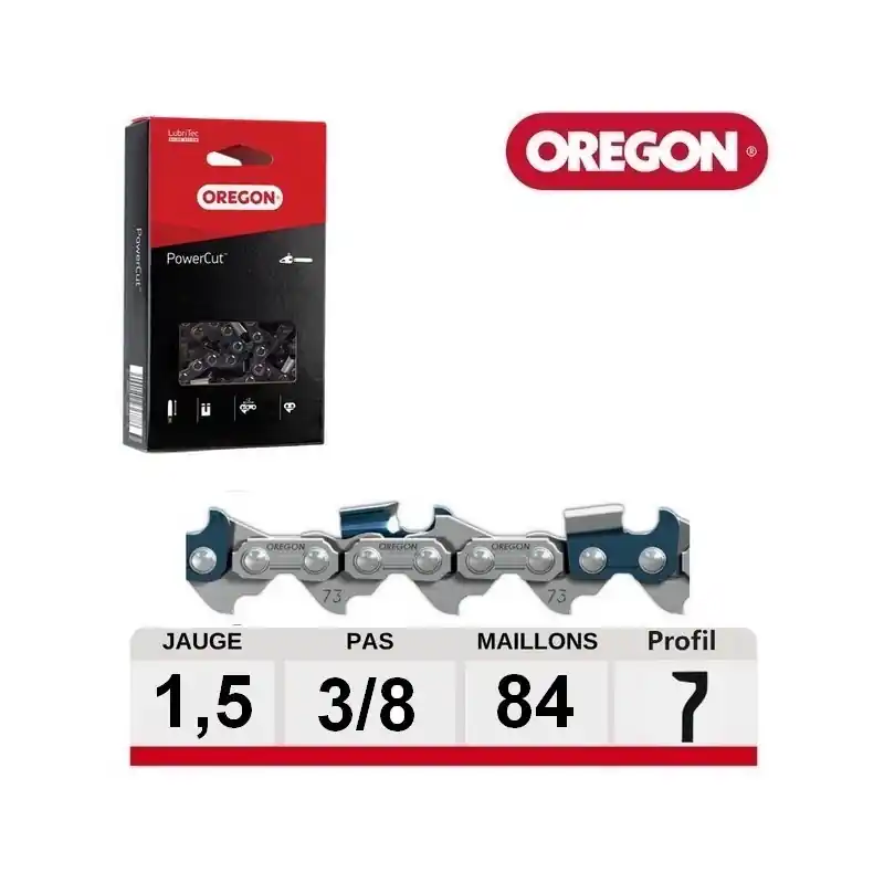 Chaine tronçonneuse Oregon 84 dents carrée PowerCut Oregon 73LPX084E Meilleur Choix