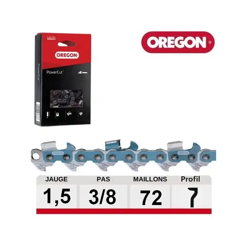 Offre Exclusive Chaine tronçonneuse Oregon carrée 72 dents 3/8 058 PowerCut – 73EXL072E