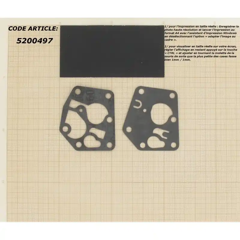 Kit membrane + Joint pour BRIGGS & STRATTON modèles 3,75 ch. Sprint + Classic. Réduction