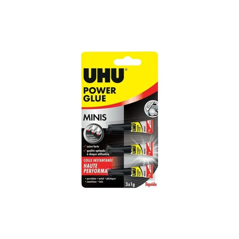 COLLE POWER GLUE LIQUIDE 1G X3 – UHU Offre Spéciale