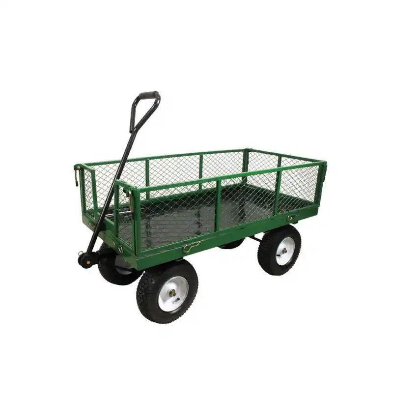 Chariot grillagé métal équipé de quatre pneumatiques, 1140x590mm, 454kg, ouverture latérale. Prix Réduit