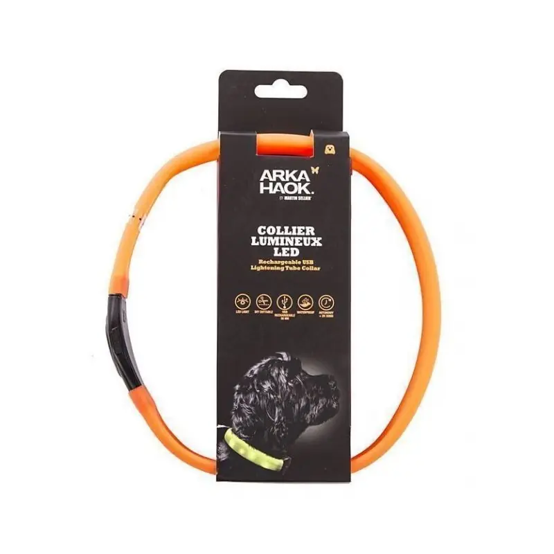 COLLIER TUBE PLAT LED ORANGE 2.5X65CM Bon Marché