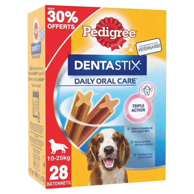 Retour Gratuit DENTASTIX CHIEN MOYENNE TAILLE X28 + 30% OFFERTS – PEDIGREE