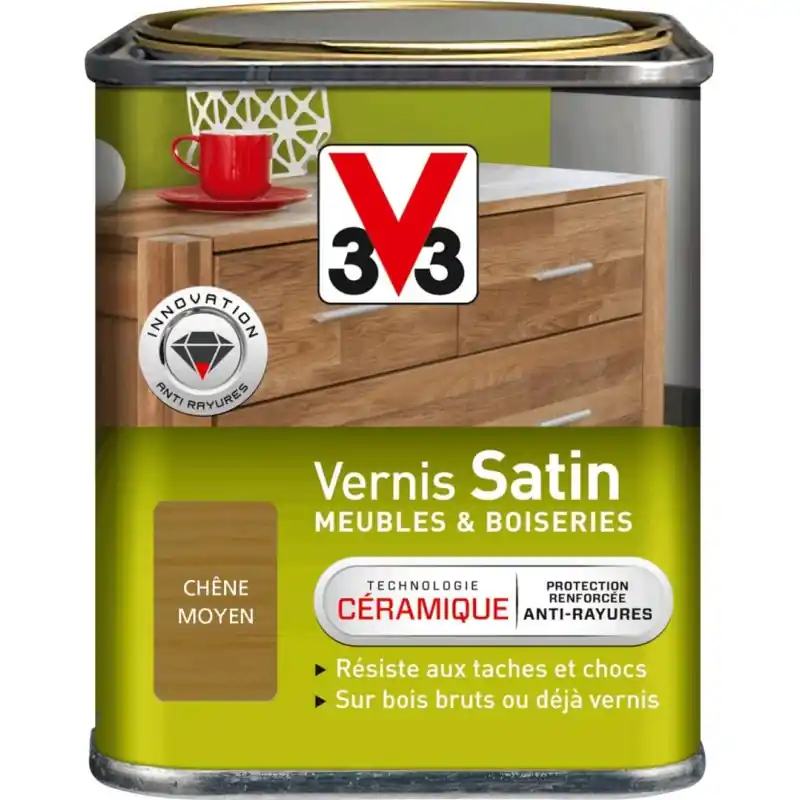 VERNIS SATIN CHÊNE MOYEN 0.25L – V33 Marque
