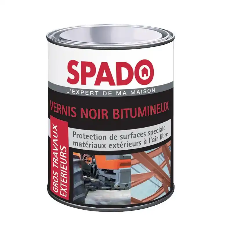 Promotion Saisonnière VERNIS NOIR BITUMINEUX BAS DE CAISSE TOITURE 1L – SPADO