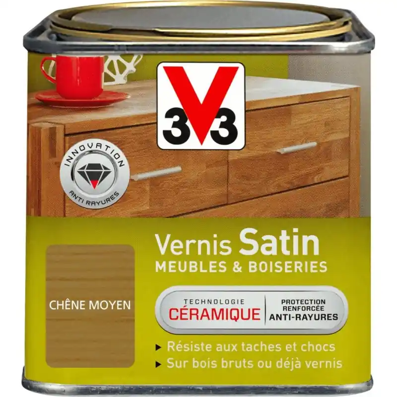 VERNIS SATIN CHÊNE MOYEN 0.5L – V33 Jusqu&rsquo;à Épuisement Des Stocks