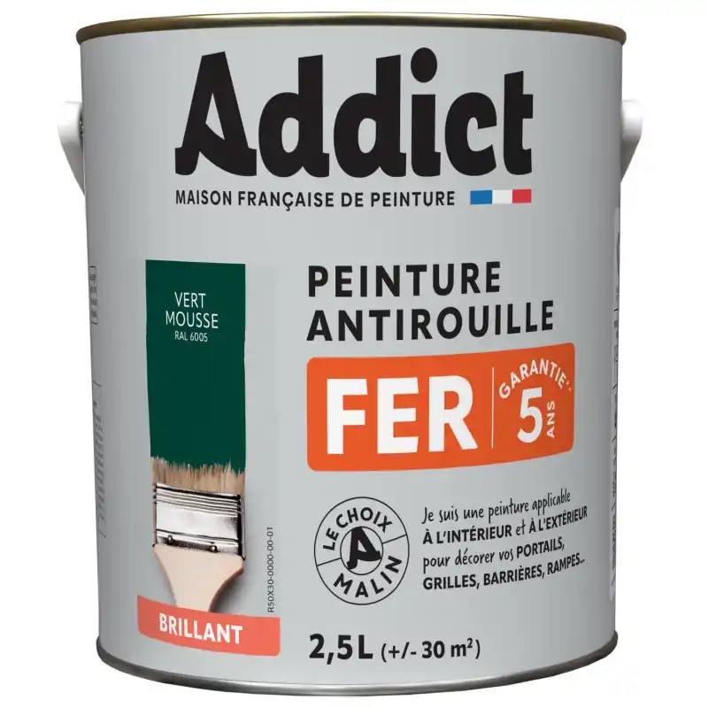 PEINTURE ADDICT FER VERT MOUSSE 2.5L Super Prix