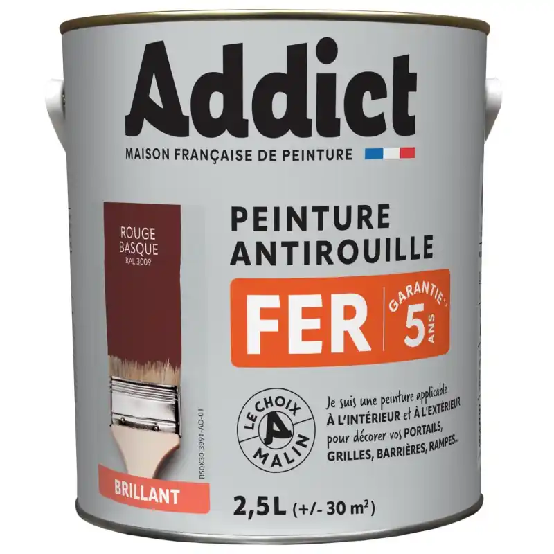 PEINTURE ADDICT FER ROUGE OXYDE 2.5L Nouvel Arrivage