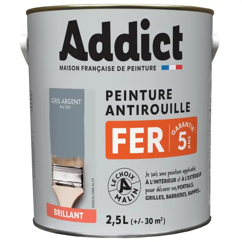 Quantité Limitée PEINTURE ADDICT FER GRIS ARGENT 2.5L