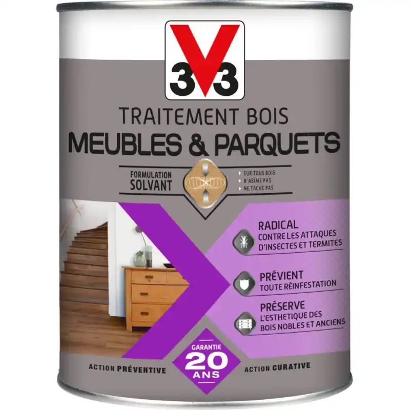 Haute Qualité TRAITEMENT BOIS PARQUETS & MEUBLES 1L – V33