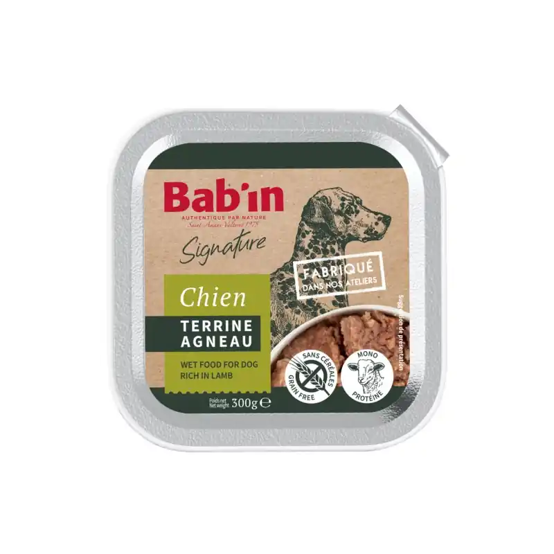 Top Vente TERRINE CHIEN ADULTE AGNEAU 300G – BAB‘IN