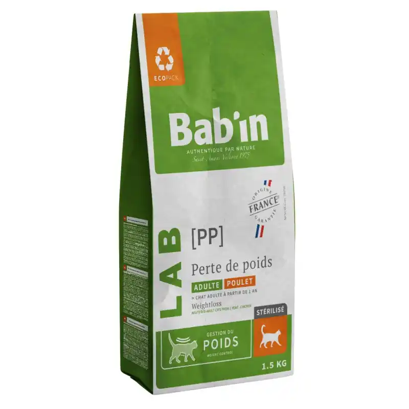 CROQUETTES LAB CHAT STÉRILISÉ PERTE DE POIDS 1.5KG – BAB‘IN Prix Réduit