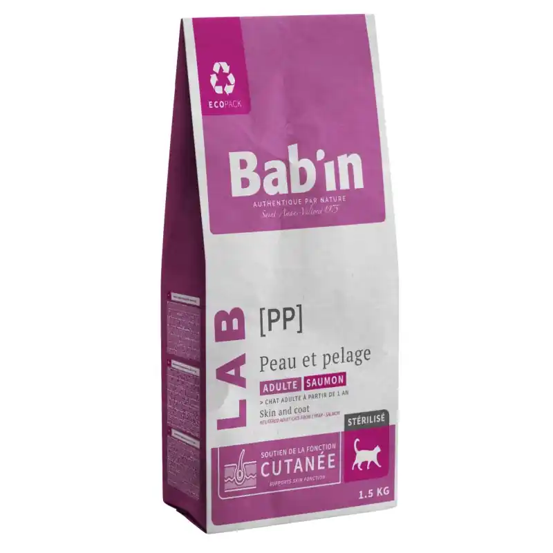 CROQUETTES LAB CHAT STÉRILISÉ ADULTE PEAU & PELAGE 1.5KG – BAB‘IN Remise
