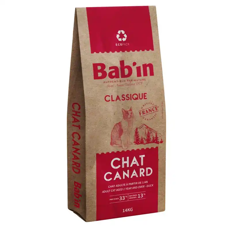 Petit Prix CROQUETTES CLASSIQUE CHAT ADULTE CANARD 14KG – BAB‘IN