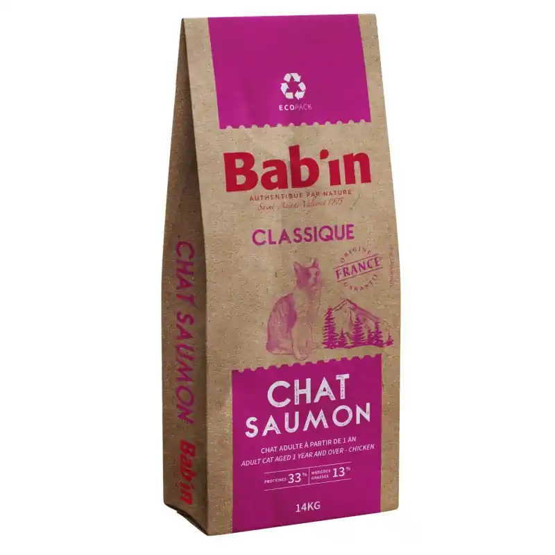 Produit De Marque CROQUETTES CLASSIQUE CHAT ADULTE SAUMON 14KG – BAB‘IN
