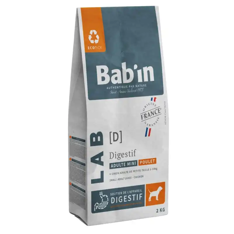 CROQUETTES LAB MINI ADULTE DIGESTIF POULET 2KG – BAB‘IN Expédition Rapide