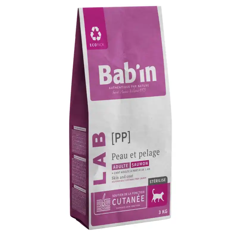 CROQUETTES LAB CHAT STÉRILISÉ ADULTE PEAU & PELAGE 3KG – BAB‘IN Solde