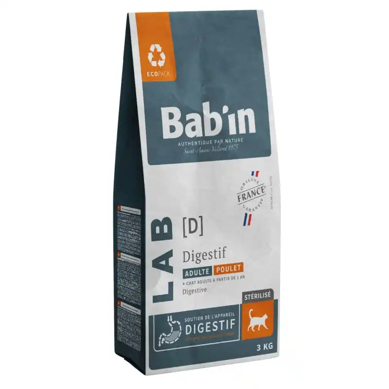 Prix Bas CROQUETTES LAB CHAT STÉRILISÉ ADULTE DIGESTION 3KG – BAB‘IN