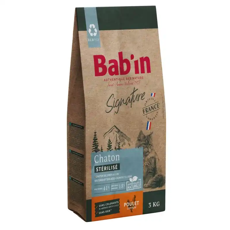 Vente Directe CROQUETTES SIGNATURE CHATON STÉRILISÉ POULET 3KG – BAB‘IN
