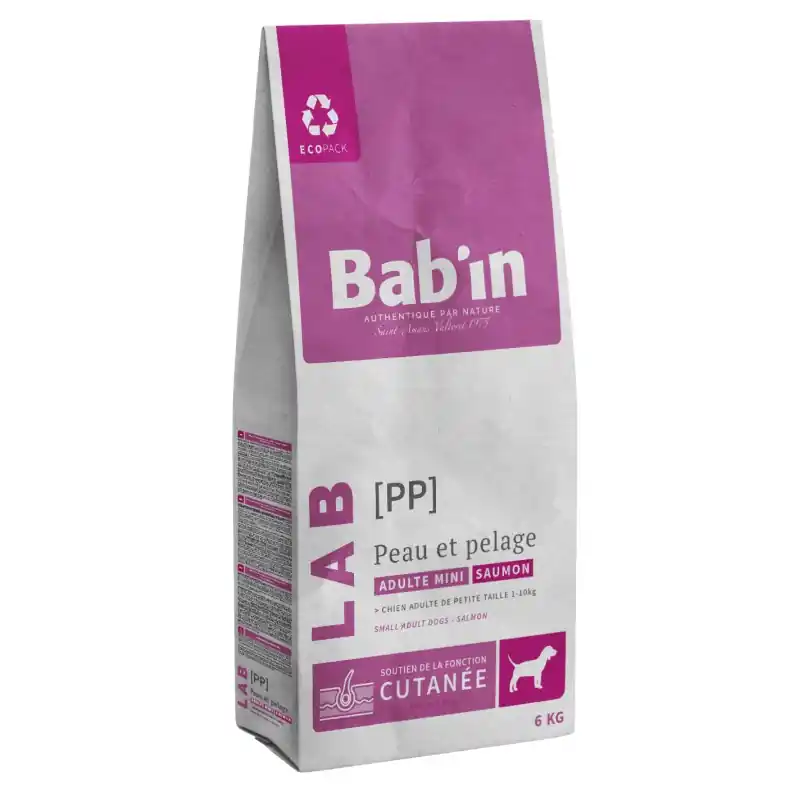 CROQUETTES LAB MINI ADULTE PEAU & PELAGE SAUMON 6KG – BAB‘IN Prix Choc