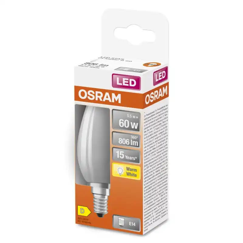Ampoule LED Filament E14 Flamme Dépolie 5.5 W 60 W Blanc chaud 2700 K – OSRAM Vente Flash