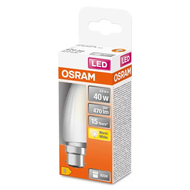 Ampoule LED Filament B22 Flamme Dépolie 4 W 40 W Blanc chaud 2700 K – OSRAM Prix Choc