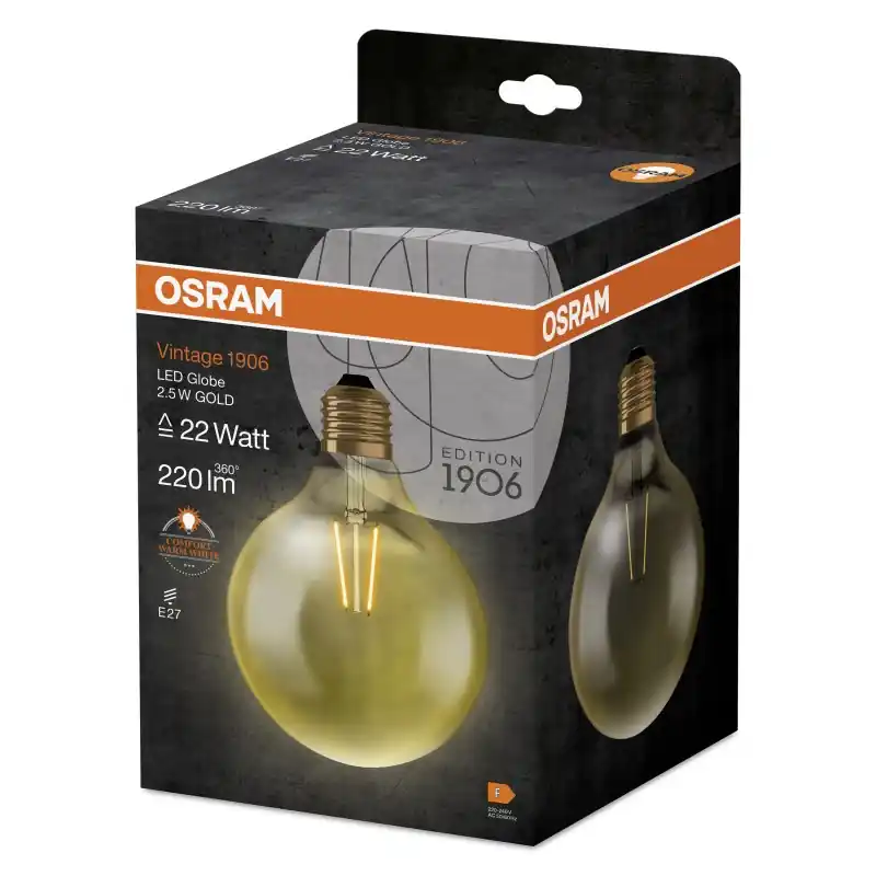 Remise Ampoule LED Filament E27 Globe Claire 2.50 W 22 W Blanc très chaud 2400 K – OSRAM