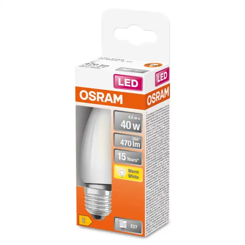Promotion Saisonnière Ampoule LED Filament E27 Flamme Dépolie 4 W 40 W Blanc chaud 2700 K – OSRAM