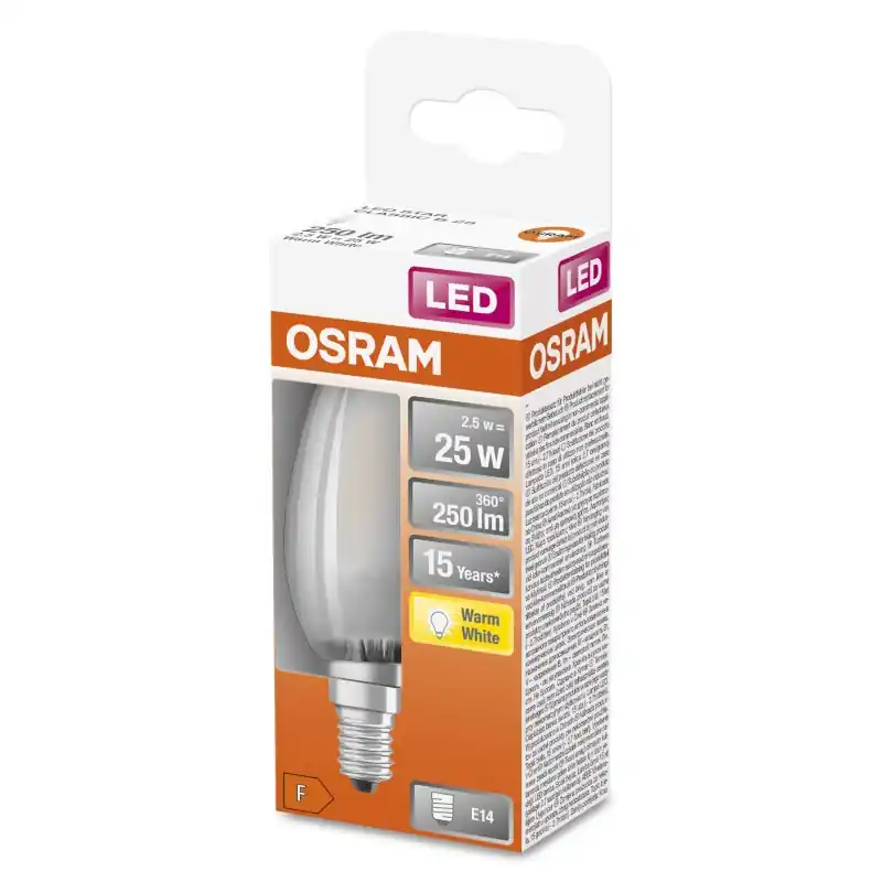 Ampoule LED Filament E14 Flamme Dépolie 2.50 W 25 W Blanc chaud 2700 K – OSRAM Pas Cher