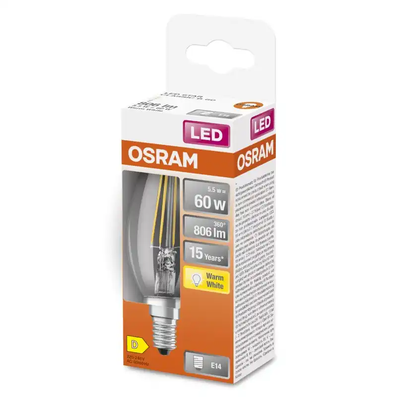 Ampoule LED Filament E14 Flamme Claire 5.50 W 60 W Blanc chaud 2700 K – OSRAM Bon Marché