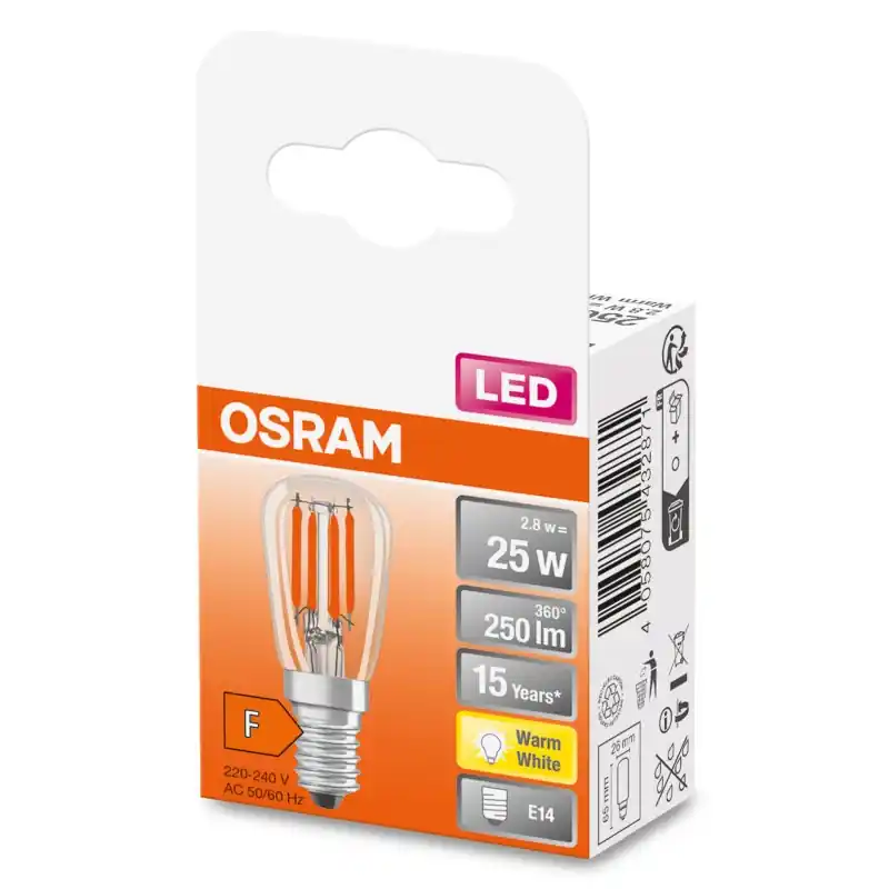 Nouvelle Collection Ampoule LED Fil E14 Mini tube Claire 2.80 W 25 W Blanc chaud 2700 K – OSRAM