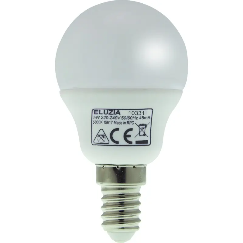 Ampoule LED SMD E14 Mini Sphérique Opale 5 W 40 W Blanc froid 6000 K – ELUZIA Commander Vite
