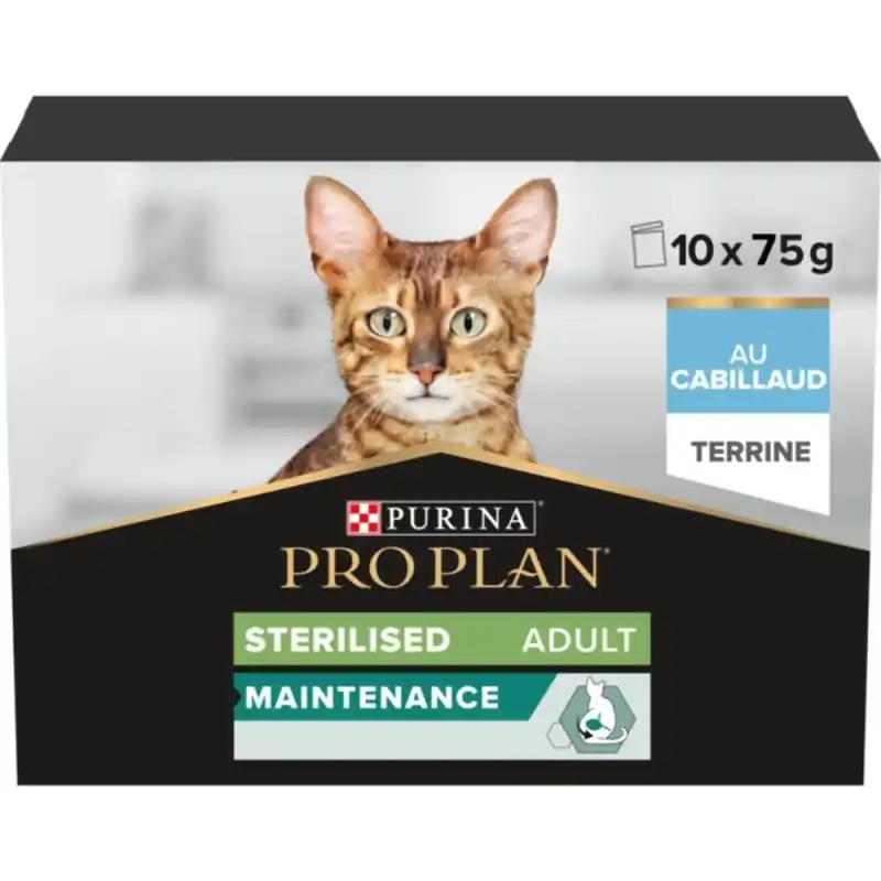 Pas Cher TERRINES CHAT ADULTE STERILISÉ AU CABILLAUD 10X75G – PRO PLAN